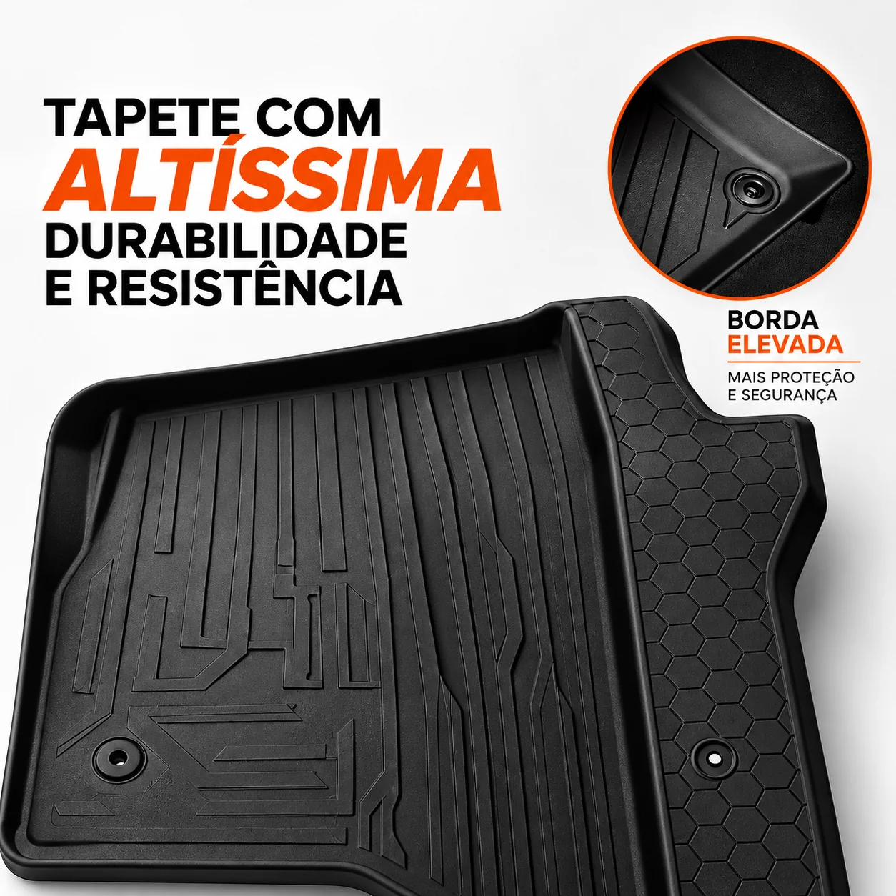 Tapete-bandeja com altíssima durabilidade e borda elevada