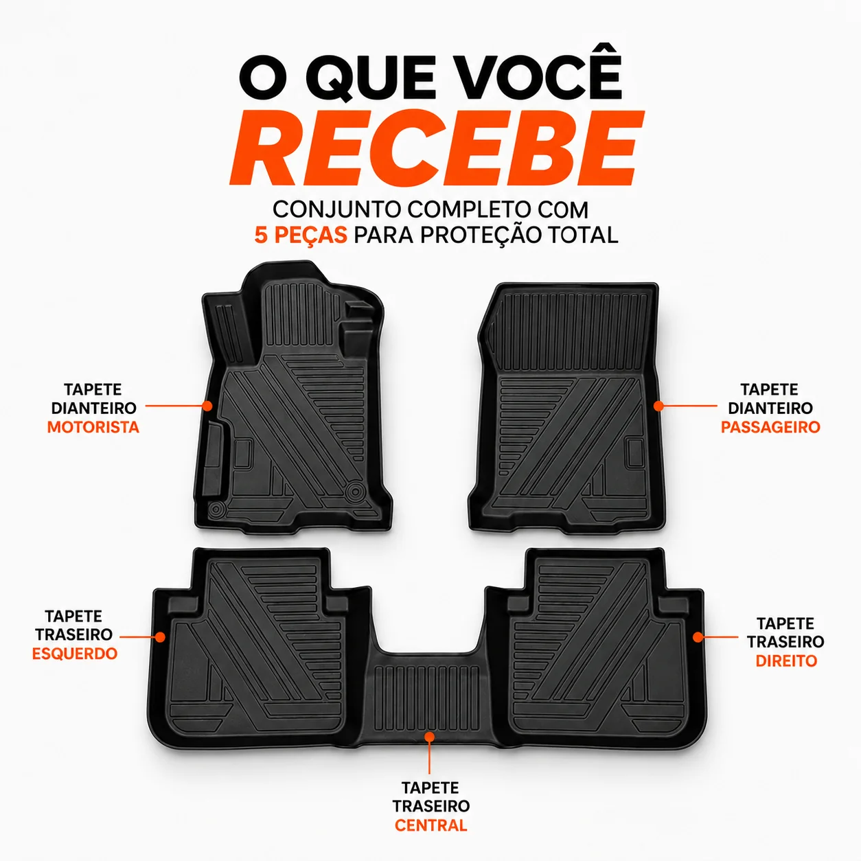 O que você recebe: conjunto completo de 5 peças